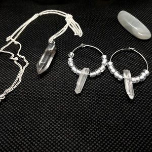 Handmade Simulated crystal necklace with the matching earrings.